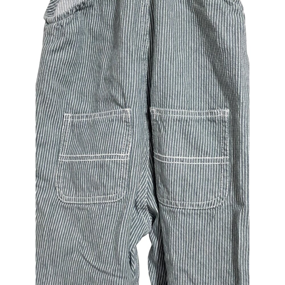 Zara Overalls Green Striped Denim With Front Pockets Adjustable Straps Size 3-4 - Picture 8 of 11